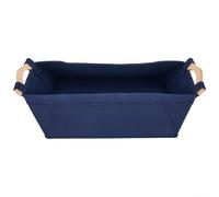 Cesto portaoggetti in morbido feltro con supporti in legno di pino per riporre oggetti essenziali per bambini, inclusi giocattoli, vestiti, coperte, pannolini e libri (L blu navy)