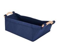 Cesto portaoggetti in morbido feltro lavabile e legno di pino, resistente agli strappi e facile da pulire, per riporre pannolini, giocattoli, coperte, libri e articoli per la casa (L blu navy)