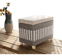 Cesto portaoggetti in rattan grigio fatto a mano, multifunzionale, per decorare il soggiorno, 50 x 30 x 30 cm, struttura in legno massello, elegante per la casa