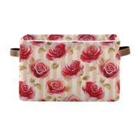 Cesto portaoggetti in tela con motivo rosa acquerello pieghevole scatola organizer Bin con manici