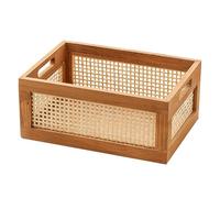 Cesto portaoggetti in tessuto, cestino portaoggetti in legno, cestino in legno, cestino portaoggetti in legno, elegante organizer con maniglie per il trasporto, organizer per la casa pulito e ordinato