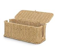 Cesto portaoggetti in vimini con coperchio, Cestino di carta igienica per serbatoio WC, Assorbenti e porta tamponi per bagno, Organizer rettangolare da cucina in tessuto, Scatola portaoggetti
