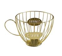 Cesto portaoggetti per capsule di caffè e frutta, porta cialde e organizer per casa, bar, hotel, dorato