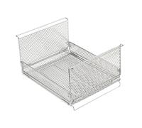 Cesto portaoggetti per frigorifero con manici, pieghevole, in metallo, per cucina, dispensa, campeggio, 35,5 x 25 x 18 cm, argento
