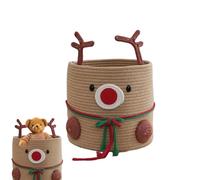 Cesto Portaoggetti Per Le Vacanze - Corda Di Cotone Con Renna Da 30 Cm, Cestino In Alce Intrecciato, Organizzatore Decorativo, Contenitore Portatile Per Regali Di Natale, Decorazioni Per La Casa,