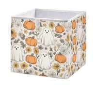 Cesto portaoggetti pieghevole a forma di cubo di zucca, motivo fantasma, per la casa