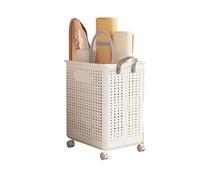 Cesto portaoggetti pieghevole for attrezzatura fitness, tappetino yoga, secchio portaoggetti con ruota, organizer multiuso for attrezzatura sportiva da badminton(White with Casters L)