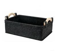 Cesto portaoggetti portatile con panno in feltro e legno di pino, adatto per riporre oggetti per bambini, libri, giocattoli, vestiti e (L grigio scuro)