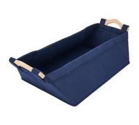 Cesto portaoggetti portatile con panno in feltro e legno di pino, adatto per riporre oggetti per bambini, libri, giocattoli, vestiti e (L blu navy)