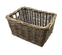 Cesto portaoggetti rettangolare in rattan grigio shabby - 44 x 33 cm - Cestino in vimini intrecciato con manici - Cestino in legno vimini vimini cestino in legno decorazione cestino bagno scaffale