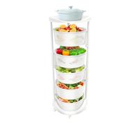 Cesto portaoggetti rotante, 5 ripiani, per frutta e verdura, mensola da cucina con ruote, staccabile, per frutta, verdura, soggiorno, bagno, decorazione per la casa, ufficio