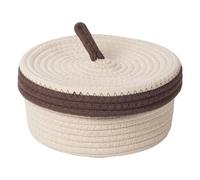 Cesto portaoggetti rotondo in corda di cotone intrecciato con coperchio, realizzato a mano, organizer per camera da letto, scrivania, decorazione per la casa, con coperchio antipolvere, cestino