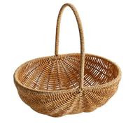 Cesto raccolto, cestino di vimini intrecciati rustico picnic rinforzato robusto con manico intrecciato raccolto per conservazione, picnic, pasquale, 11x8x11in medium