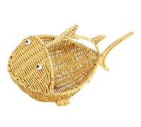 Cesto Rattan a Forma di Pesce, Cesta Porta Frutta e Pane in Pp Pe | Contenitore Stabile e Facile, Piatta Spostare e Trasportare, per Base Tavolo Stanza