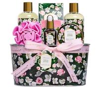 Cesto regalo da donna, 8 pezzi, set di bellezza e cura del corpo con rose e gelsomini, pacchetto coccole per il bagno di casa, kit spa rilassante per la cura del corpo, regalo