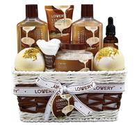 Cesto regalo per bagno e corpo per donne e uomini - Set da 9 pezzi di prodotti per la spa domestica alla vaniglia e al cocco, include lozioni pro