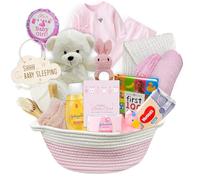 Cesto regalo per neonata | Set regalo unico per una nuova mamma Set regalo rosa per neonata Pacchetto di benvenuto per la cura del bambino tutto con pacchetto essenziale per mamme in attesa, regalo