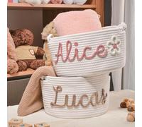 Cesto Regalo Personalizzato For Neonati, Cesto For Baby Shower In Corda Di Cotone Con Nome Personalizzato For Neonati E Bambini, Organizer For Riporre I Giocattoli(M:19X13X35CM)