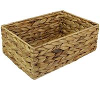 Cesto rettangolare in giacinto d'acqua, piccolo cestello per riporre i ripiani in vimini di colore naturale, piccolo vassoio per il bagno (grande 32 cm, 1 cestino)