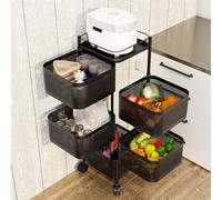 Cesto rotante per frutta e verdura, scaffale a 5 ripiani in filo metallico con coperchio, per cucina e soggiorno, organizer versatile per prodotti freschi e facile accesso
