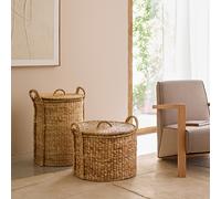 Cesto rotondo con coperchio in giacinto d'acqua 36,5 cm Tima Beige TU