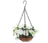 Cesto sospeso artificiale con fiori finti in cesto sospeso per portico da