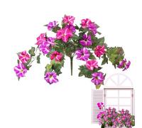 Cesto sospeso di petunie artificiali, fiori da esterno resistenti ai raggi UV, stile gloria del mattino, decorazione primaverile realistica per portico e giardino, giardino, terrazza ed eventi di