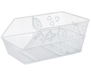 CESTO TRASERO BASIL CENTO MALLA ACERO BLANCO/FLOR