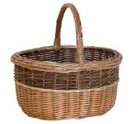 Cesto Vimini Bicolore con Manico, Sara Cestino Picnic Spesa Funghi 43x36 cm