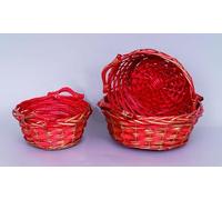 CESTO VIMINI CON STRIAT ROSSO 3pz TONDO