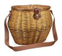 Cesto Vimini Grande con Tracolla e Coperchio 45x37 h35 cm MAX - Raccolta Funghi, Castagne e Frutti di Bosco - Cesto Zaino da Spalla