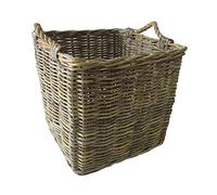 CESTO VIMINI PORTA LEGNA CM 44x44x45 H IN ROBUSTISSIMO GIUNCO KUBO I con manici cm 48 CESTO PER LEGNA PORTALEGNA