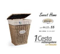 CESTONE CESTA PORTABIANCHERIA IN VIMINI RETTANGOLARE BEIGE ART.55368