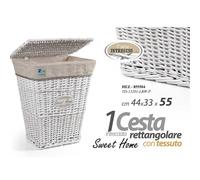 CESTONE CESTA PORTABIANCHERIA IN VIMINI RETTANGOLARE BIANCO ART.55504