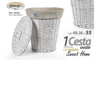 CESTONE CESTA PORTABIANCHERIA IN VIMINI TONDO BIANCO ART.55528