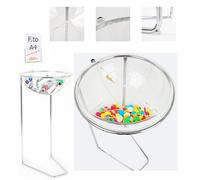 CESTONE ESPOSITIVO CON PORTA AVVISI E DIVISORIO INTERNO FINO A 4 SCOMPARTI BANCARELLA DA PAVIMENTO A MEZZA SFERA TRASPARENTE