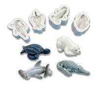 Cestony 4 stampi in silicone 3D a forma di tartarughe, squali, coccodrilli, orsi polari, per torte fai da te, fondente, biscotti, sapone, zucchero, budino, cioccolato, caramelle, dessert, candele