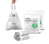 Cesun Code A - Sacchetti per la spazzatura con coulisse, 90 pezzi, pre-tagliati, 6 litri, colore: bianco