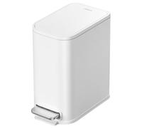 Cesun Pattumiera da bagno con coperchio, piccola pattumiera bianca da 1,3 litri, in metallo sottile, con pedale, cestino per i rifiuti per bagno, camera da letto, ufficio, bianco, 5 litri