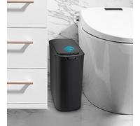 Cesun Pattumiera da bagno con sensore di movimento automatico, nero, con coperchio, cestino della spazzatura touchless da 2,6 galloni, in plastica, sottile, cestino per la spazzatura per WC, ufficio,