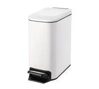 Cesun Piccolo bidone della spazzatura da bagno con coperchio a chiusura rallentata, pedale, 6 litri, in acciaio inox, con secchio interno rimovibile, finitura anti-impronte (bianco)