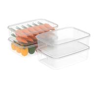Cetomo 3.5L*4 Contenitore per Alimenti, Scatole per Frigo in Plastica, Organizzer per Frigorifero, Contenitori con Coperchio adatti Freezer, Senza BPA, Sicuro per Microonde, Trasparente, 3.5L-4 Unità