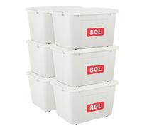 Cetomo 80L6 Scatole di Stoccaggio con Coperchi, Contenitori in Plastica c White