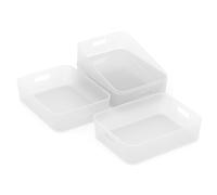 Cetomo 8L*4 Cestino Portaoggetti Plastica, Cestini con Maniglia Portatile, Contenitori, Scatola di Archiviazione per Scaffali, Ufficio, Armadietti, PP, Trasparente Smerigliato, 8L-4 Unità (35*27*9cm)