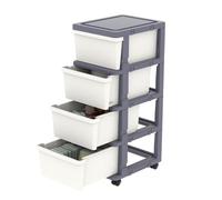 Cetomo Cassettiera in Plastica con Ruote, Cassetti di Stoccaggio, Cassetto, Torre per Casa, Ufficio, Armadio, Camera da Letto, Dormitorio, Smontabile, Scatola, PP, Bianco e Grigio (4 Cassetti)
