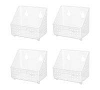Cetomo Cestini da appendere in plastica con foro, da parete, da appendere, con ganci, per bagno, doccia, casa, cucina, trasparente, confezione da 4 (19,7 x 13 x 17 cm)