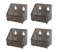 Cetomo Cestini da appendere in plastica con foro, da parete, da appendere, con ganci, per bagno, doccia, casa, cucina, nero, confezione da 4 (19,7 x 13 x 17 cm)