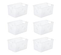 Cetomo Scatola portaoggetti in plastica, con manico, organizer con foro, per casa, cucina, ufficio, trasparente, confezione da 6 (27 x 18 x 14,5 cm)