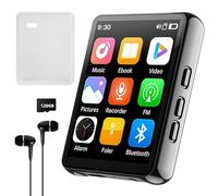 Cetoon Lettore MP3 da 128 GB con Bluetooth, lettore musicale digitale portatile con altoparlante, schermo touch da 2,4 pollici, suono HiFi, registratore radio FM, auricolari cablati inclusi, perfetto