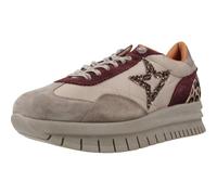 Cetti - Scarpa sportiva con zeppa e plateau, pelle e tessuto, coulisse elastica, leopardo, suola in gomma, per: donna, beige, 41 EU